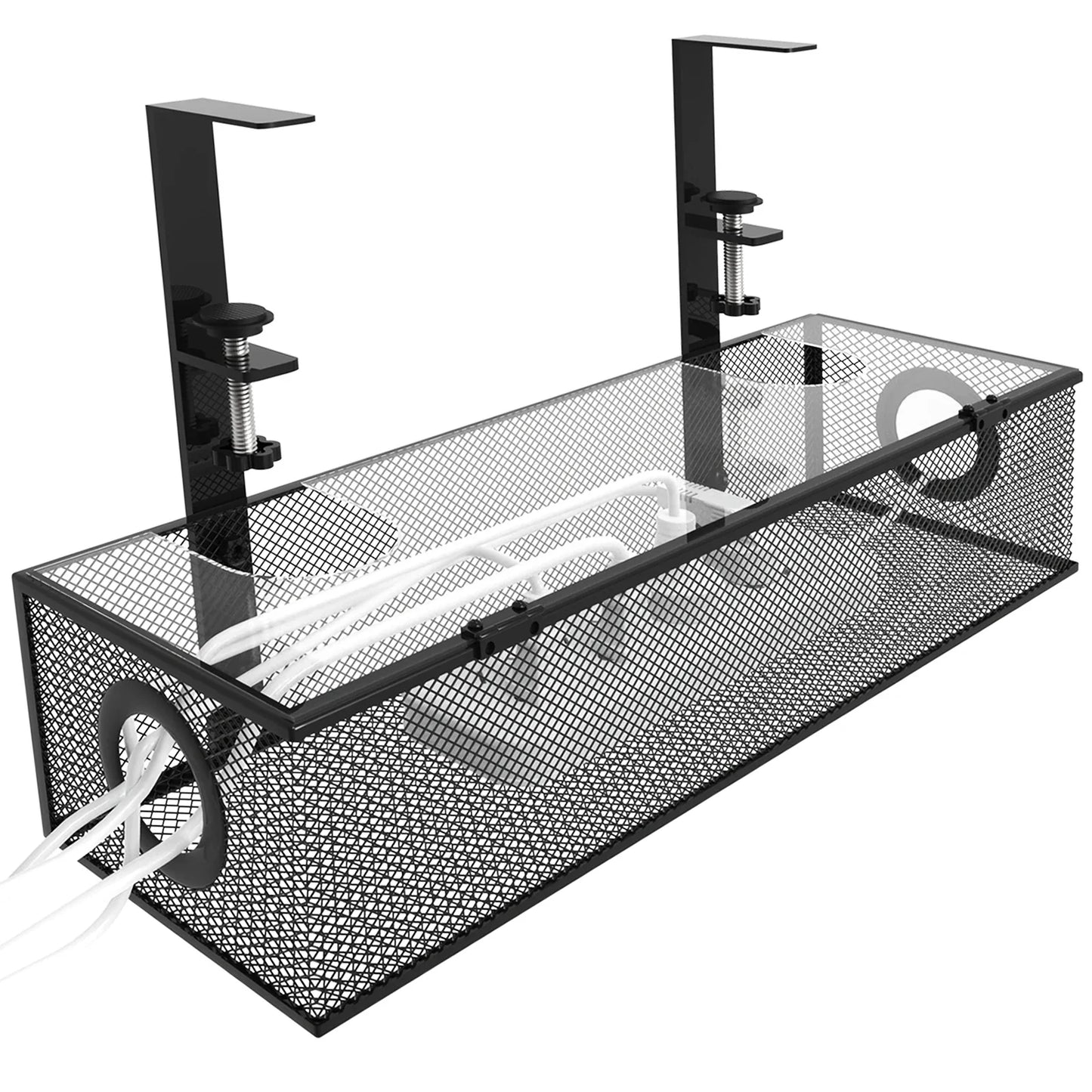 Under Desk Box Tray BLACK, 1 Pack - Wire Management & Cord Organizer, Clamp Mount by DarkByteGear