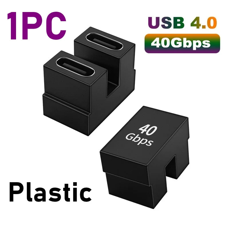 USB 4.0 PD 100W 8K 60Hz Charger Connector for Macbook 40Gbps High Speed USB C OTG U-Shape Straight Angle Male to Female Adapter by DarkByteGear