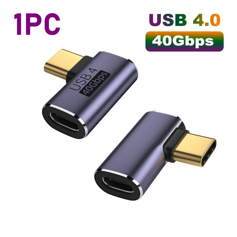 USB 4.0 PD 100W 8K 60Hz Charger Connector for Macbook 40Gbps High Speed USB C OTG U-Shape Straight Angle Male to Female Adapter by DarkByteGear