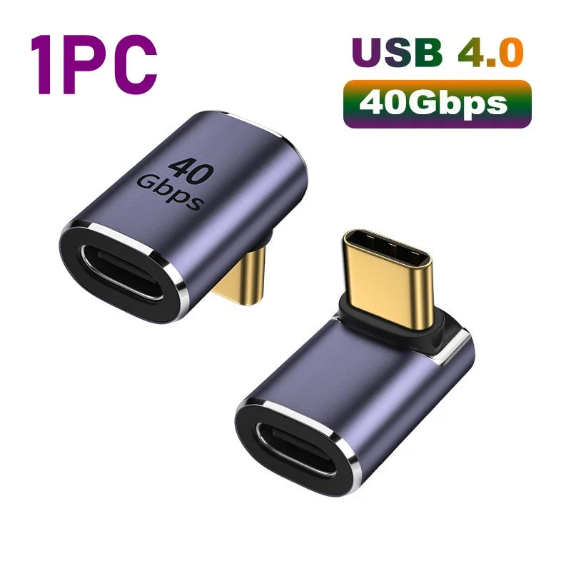 USB 4.0 PD 100W 8K 60Hz Charger Connector for Macbook 40Gbps High Speed USB C OTG U-Shape Straight Angle Male to Female Adapter by DarkByteGear
