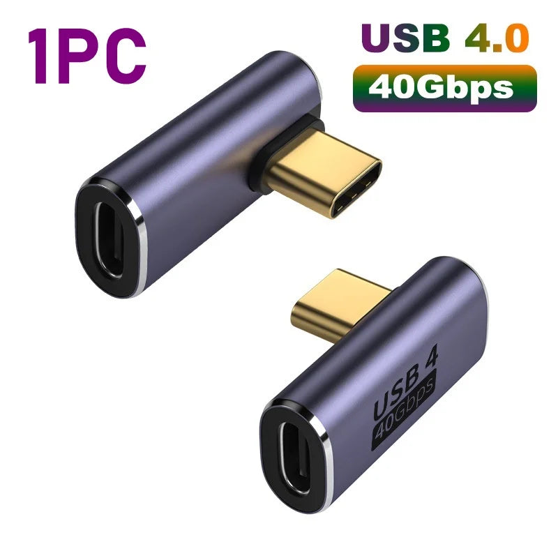 USB 4.0 PD 100W 8K 60Hz Charger Connector for Macbook 40Gbps High Speed USB C OTG U-Shape Straight Angle Male to Female Adapter by DarkByteGear