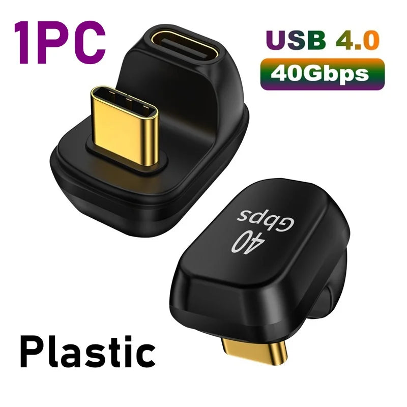 USB 4.0 PD 100W 8K 60Hz Charger Connector for Macbook 40Gbps High Speed USB C OTG U-Shape Straight Angle Male to Female Adapter by DarkByteGear