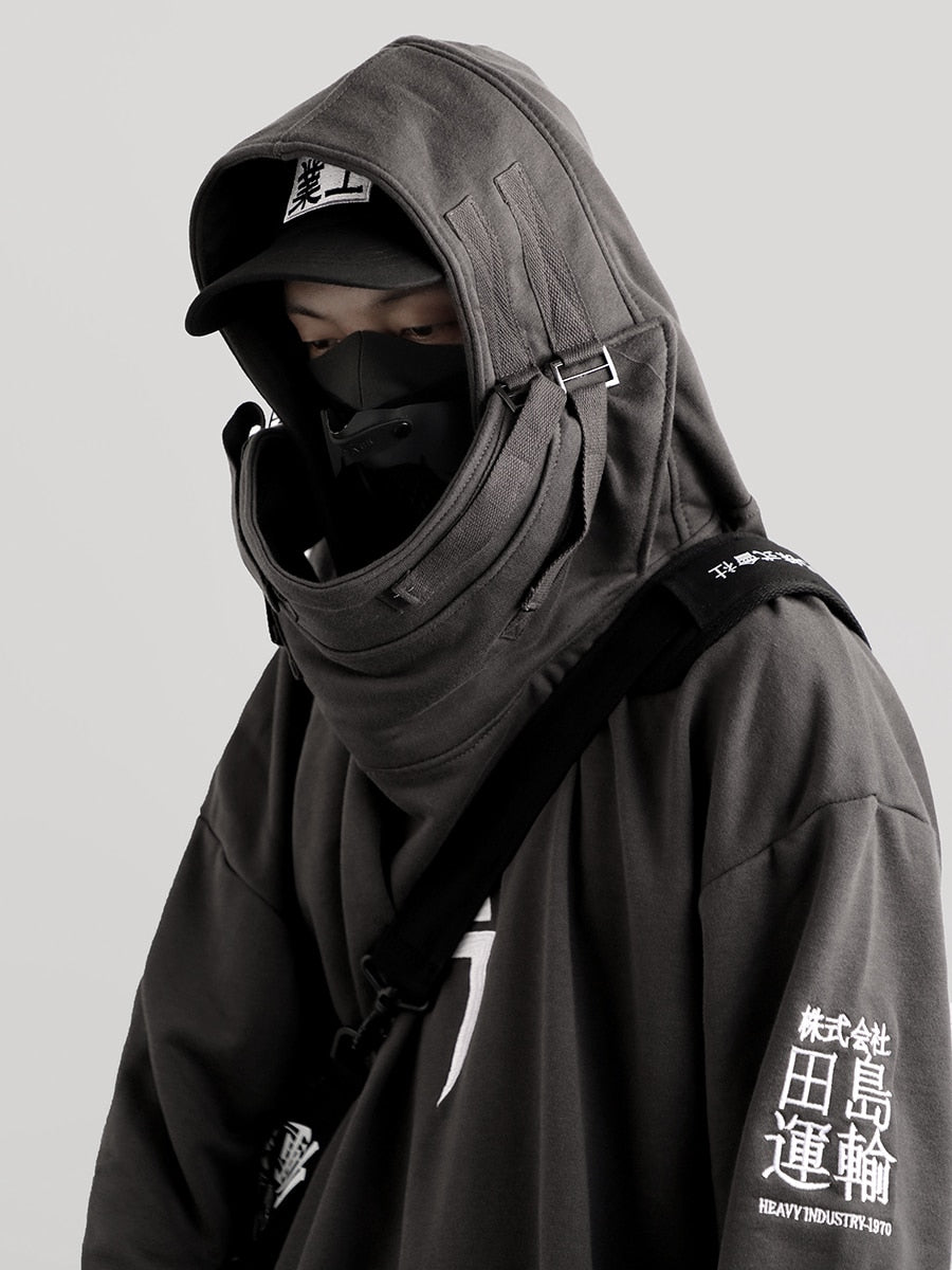 CyberSamurai Autumn Plush Streetwear Techwear Hoodie by DarkByteGear