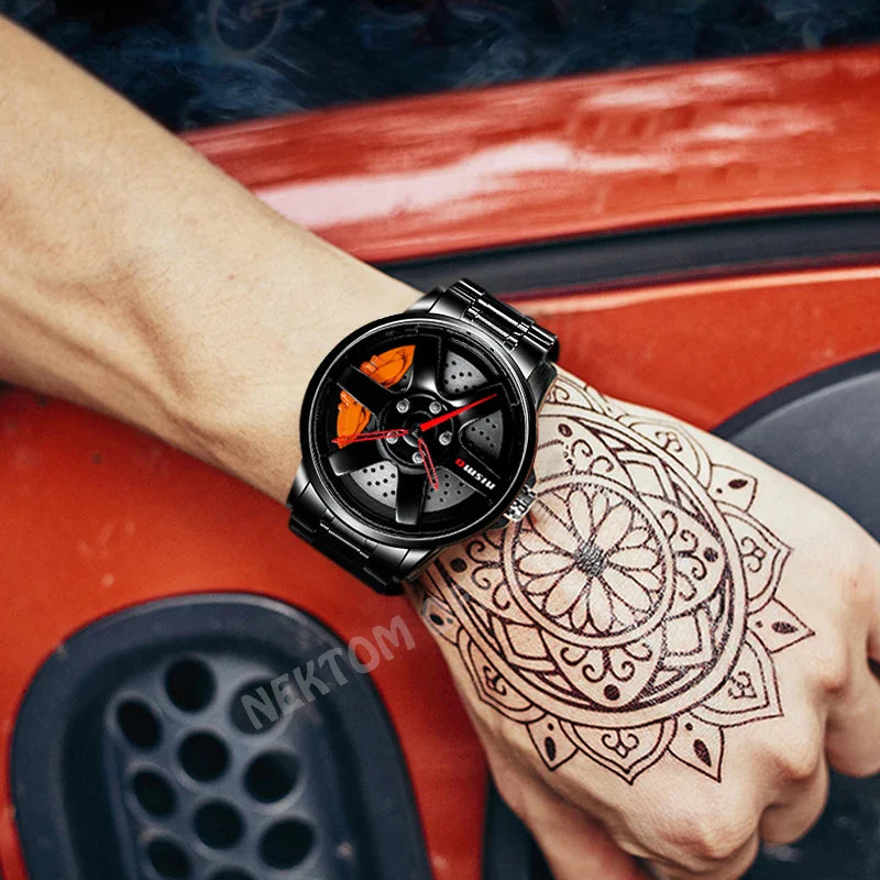 Car Wheel Rim Hub Watch by DarkByteGear