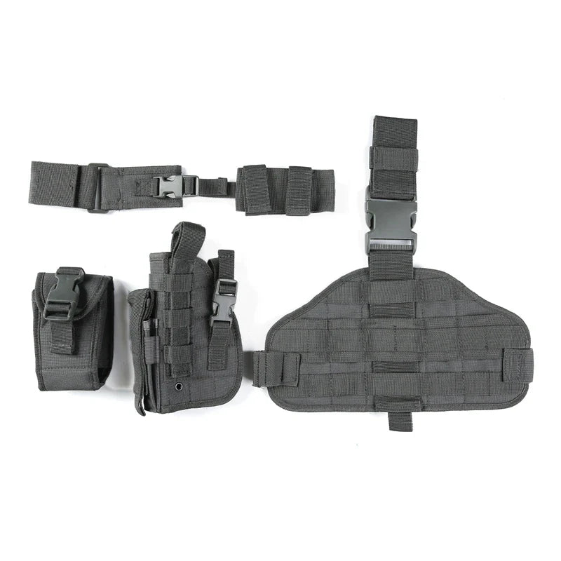 Tactical Leg Gun Holster Outdoor Multi-function Camouflage Bag Tied Leg Pistol Protective Cover Phone Pocket Hunting Gear by DarkByteGear