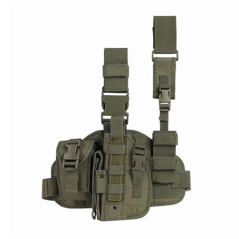 Tactical Leg Gun Holster Outdoor Multi-function Camouflage Bag Tied Leg Pistol Protective Cover Phone Pocket Hunting Gear by DarkByteGear