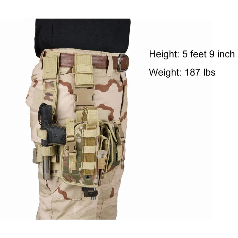 Tactical Leg Gun Holster Outdoor Multi-function Camouflage Bag Tied Leg Pistol Protective Cover Phone Pocket Hunting Gear by DarkByteGear