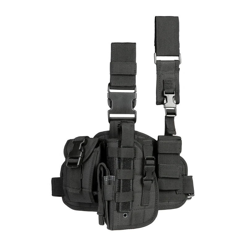 Tactical Leg Gun Holster Outdoor Multi-function Camouflage Bag Tied Leg Pistol Protective Cover Phone Pocket Hunting Gear by DarkByteGear