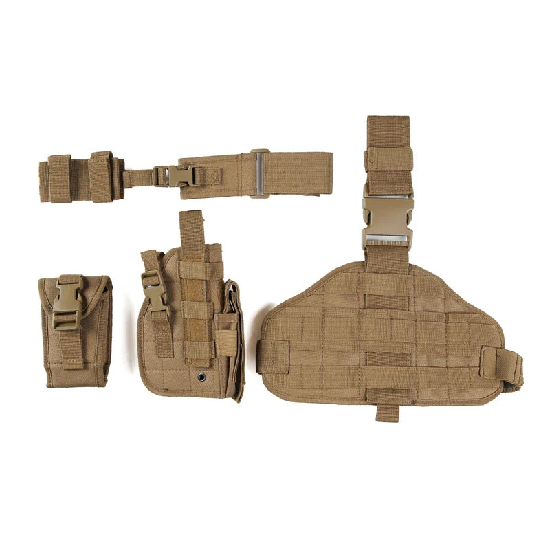 Tactical Leg Gun Holster Outdoor Multi-function Camouflage Bag Tied Leg Pistol Protective Cover Phone Pocket Hunting Gear by DarkByteGear