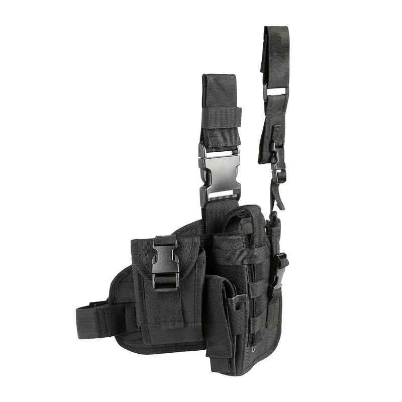 Tactical Leg Gun Holster Outdoor Multi-function Camouflage Bag Tied Leg Pistol Protective Cover Phone Pocket Hunting Gear by DarkByteGear