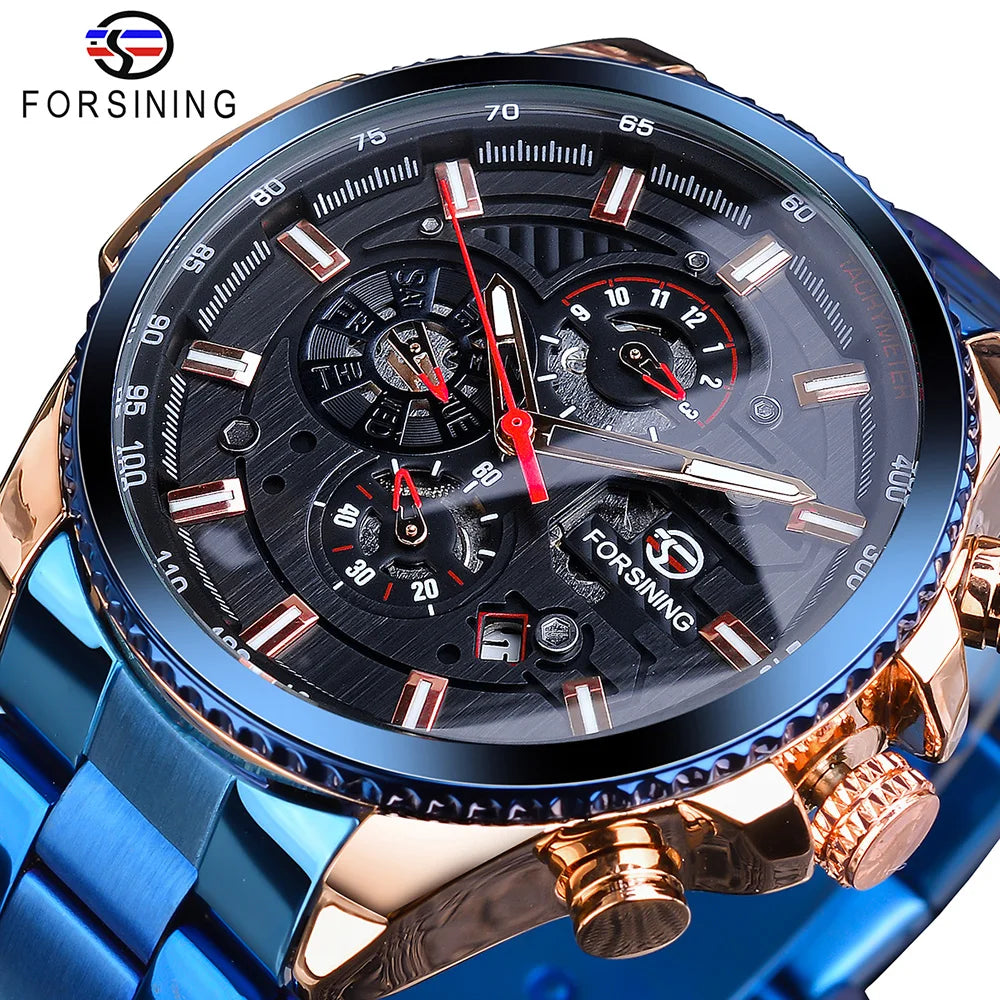 Forsining 2019 3 Dial Calendar Multifunction Military Wrist Watch by DarkByteGear