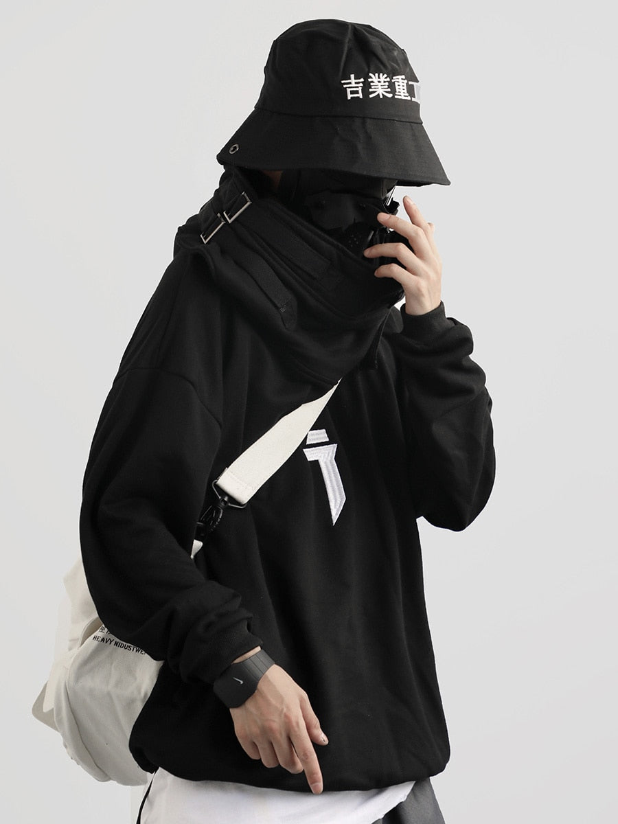 CyberSamurai Autumn Plush Streetwear Techwear Hoodie by DarkByteGear