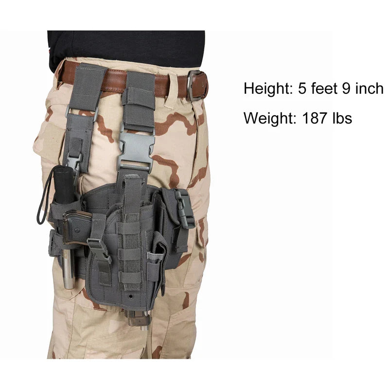 Tactical Leg Gun Holster Outdoor Multi-function Camouflage Bag Tied Leg Pistol Protective Cover Phone Pocket Hunting Gear by DarkByteGear
