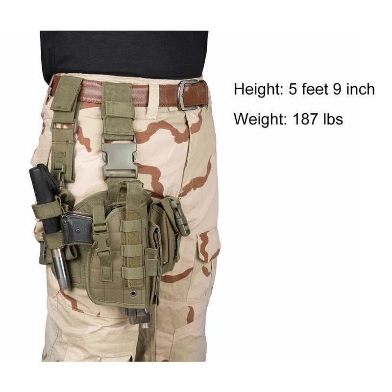 Tactical Leg Gun Holster Outdoor Multi-function Camouflage Bag Tied Leg Pistol Protective Cover Phone Pocket Hunting Gear by DarkByteGear