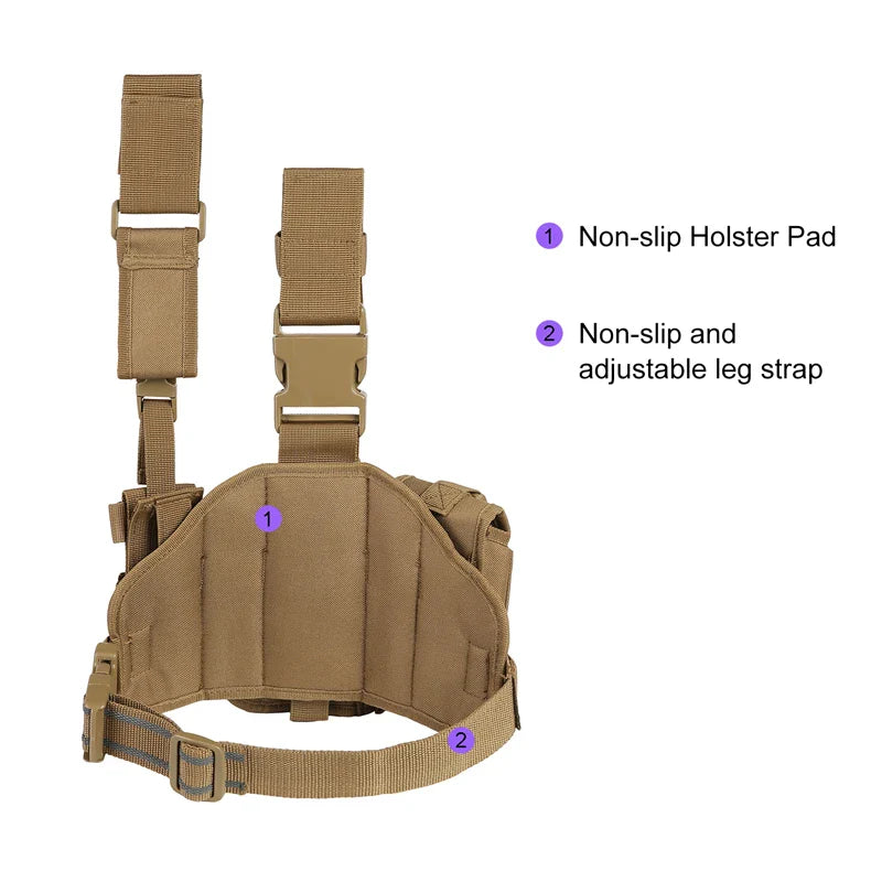 Tactical Leg Gun Holster Outdoor Multi-function Camouflage Bag Tied Leg Pistol Protective Cover Phone Pocket Hunting Gear by DarkByteGear
