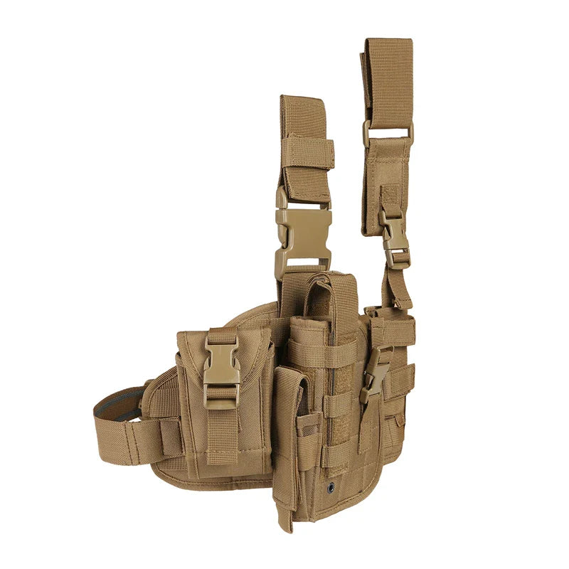 Tactical Leg Gun Holster Outdoor Multi-function Camouflage Bag Tied Leg Pistol Protective Cover Phone Pocket Hunting Gear by DarkByteGear