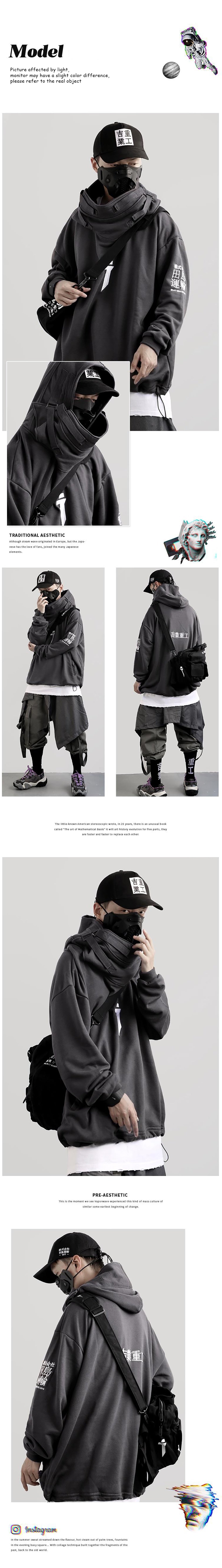 CyberSamurai Autumn Plush Streetwear Techwear Hoodie by DarkByteGear