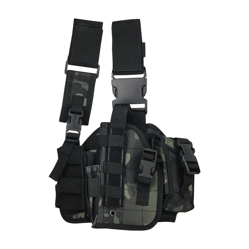 Tactical Leg Gun Holster Outdoor Multi-function Camouflage Bag Tied Leg Pistol Protective Cover Phone Pocket Hunting Gear by DarkByteGear