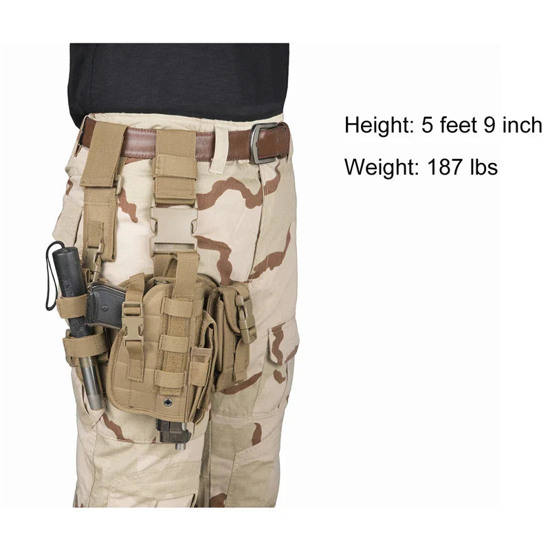 Tactical Leg Gun Holster Outdoor Multi-function Camouflage Bag Tied Leg Pistol Protective Cover Phone Pocket Hunting Gear by DarkByteGear