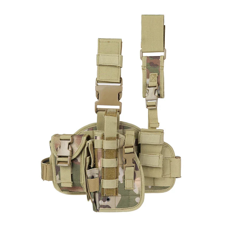 Tactical Leg Gun Holster Outdoor Multi-function Camouflage Bag Tied Leg Pistol Protective Cover Phone Pocket Hunting Gear by DarkByteGear
