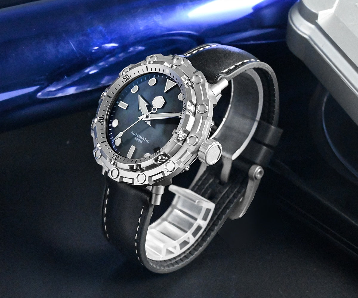 San Martin Luxury Watch Titanium MOP Dial Limited Edition by DarkByteGear