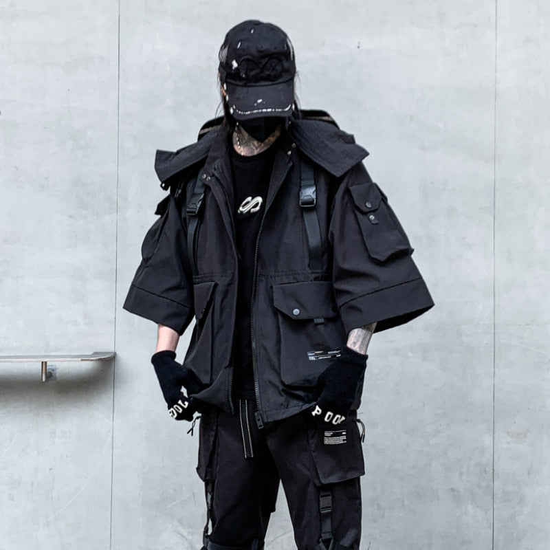 Cyber Assassin Hooded Jacket Techgear Streetwear by DarkByteGear