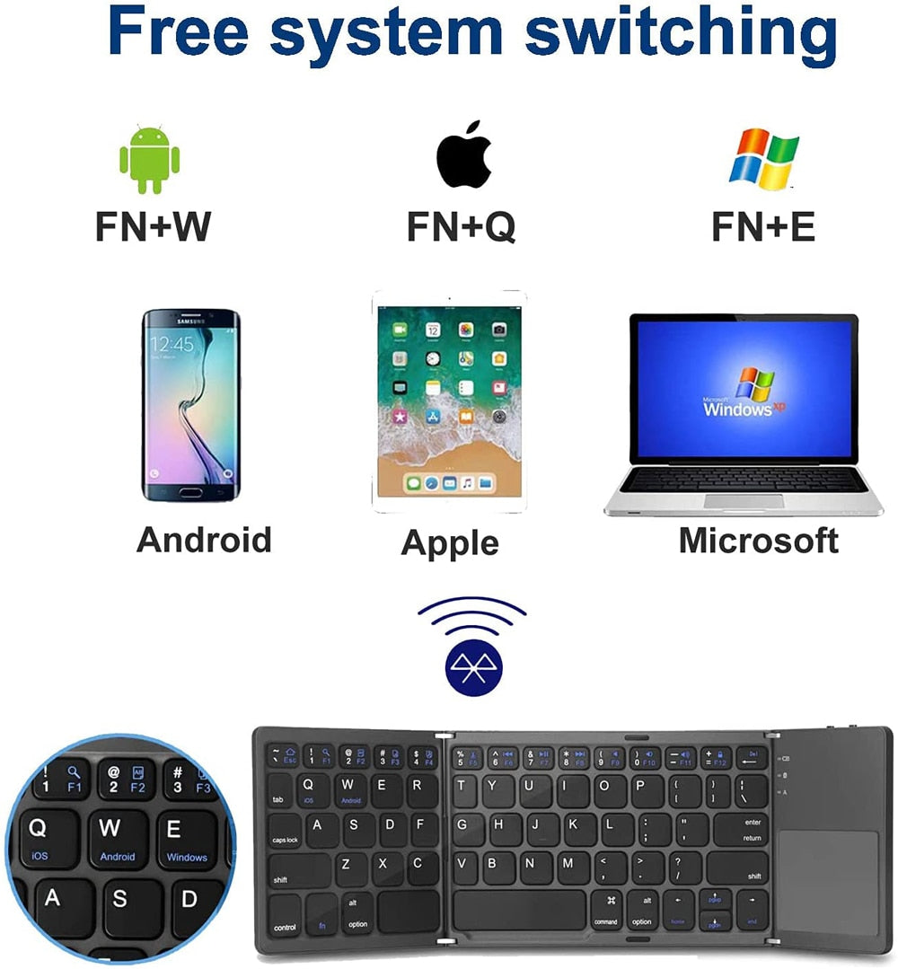 StealthFold Hacker-Grade Bluetooth Touchpad Keyboard by DarkByteGear