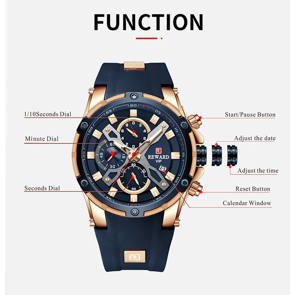 2023 New REWARD Mens Watches Blue Waterproof Watch by DarkByteGear