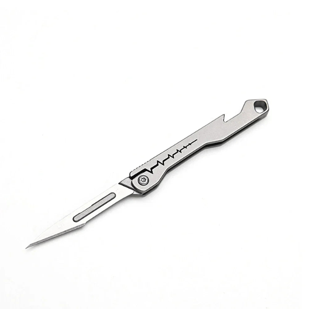 titanium alloy Bottle Opener Scalpel Folding Knife High Hardness Mini Outdoor Survival Camping Portable EDC Tool 10 Blade Free by DarkByteGear