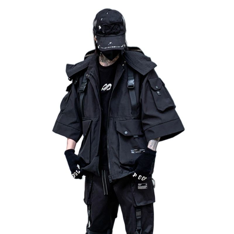 Cyber Assassin Hooded Jacket Techgear Streetwear by DarkByteGear