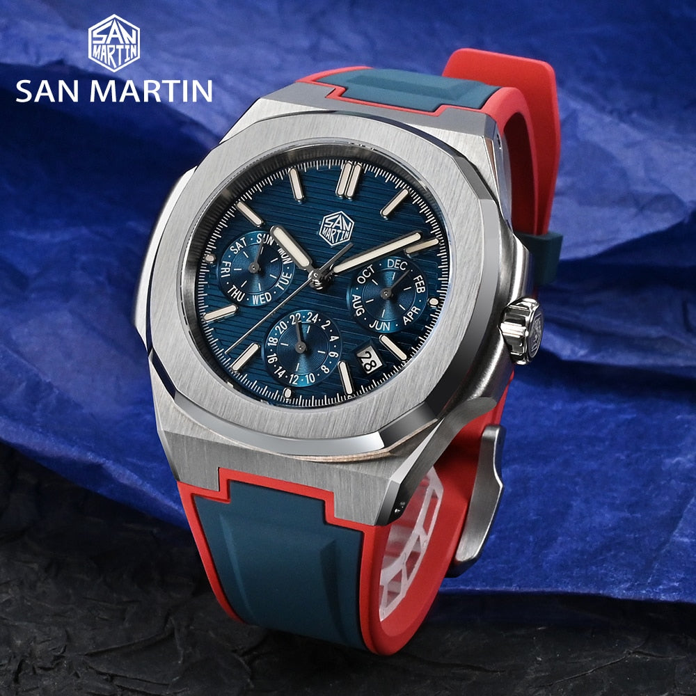 San Martin Miyota 9120 Multi-function Two-Tone FKM Watch by DarkByteGear