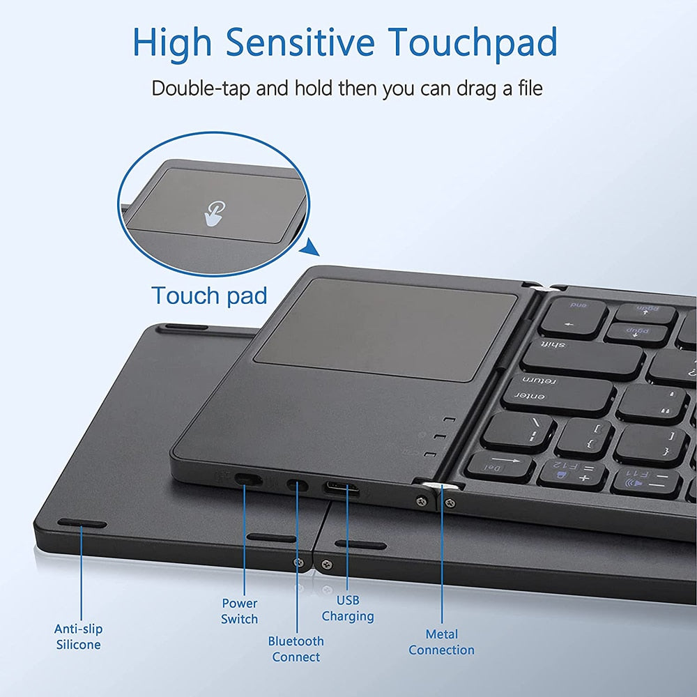 StealthFold Hacker-Grade Bluetooth Touchpad Keyboard by DarkByteGear