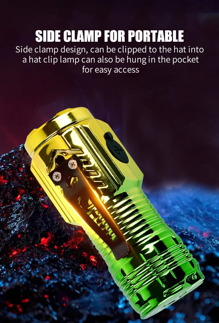 Strong Led Flashlight Super Bright Mini Portable Three-eye Monster Multi-Function Magnet Charging Home Outdoor Portable Light by DarkByteGear