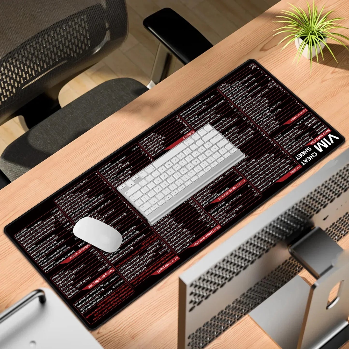 Vim Mouse Pad Large Linux Text Editor Cheat Sheet Shortcut Mousepad for Programing Engineer Non-Slip Stitched Edge Desk Mat by DarkByteGear