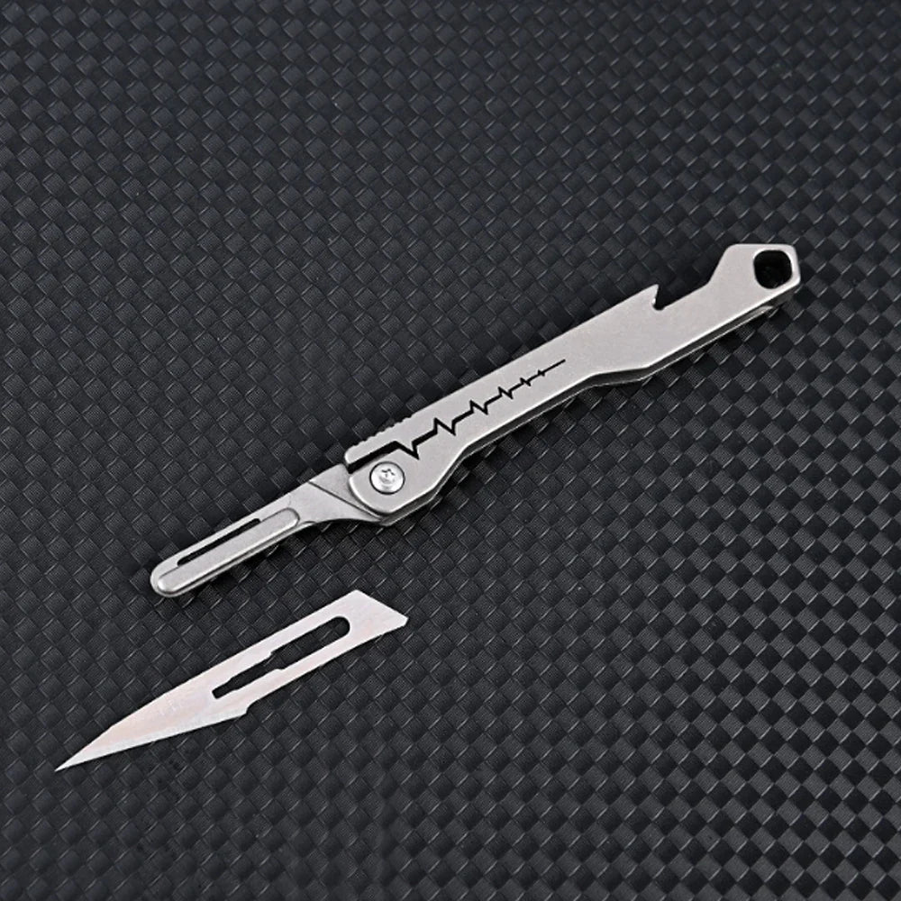 titanium alloy Bottle Opener Scalpel Folding Knife High Hardness Mini Outdoor Survival Camping Portable EDC Tool 10 Blade Free by DarkByteGear