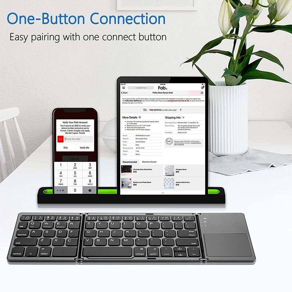 StealthFold Hacker-Grade Bluetooth Touchpad Keyboard by DarkByteGear