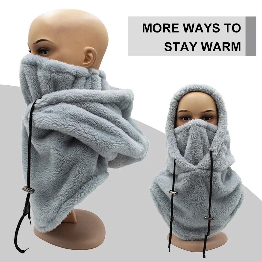 Thermal Sherpa Fleece Hood Ski Mask Winter Balaclava Cold Windproof Adjustable Women Plush Warm Hood Cover Hat Scarf Cycling Cap by DarkByteGear