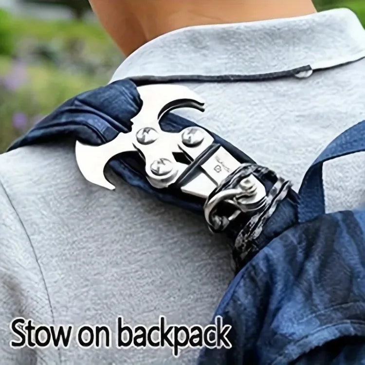 Stainless Steel Folding Grappling Hook - Durable & Deployment, Versatility in Outdoor Adventures & Emergency Tool for Hiking by DarkByteGear