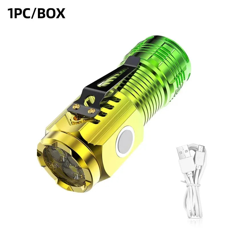 Strong Led Flashlight Super Bright Mini Portable Three-eye Monster Multi-Function Magnet Charging Home Outdoor Portable Light by DarkByteGear