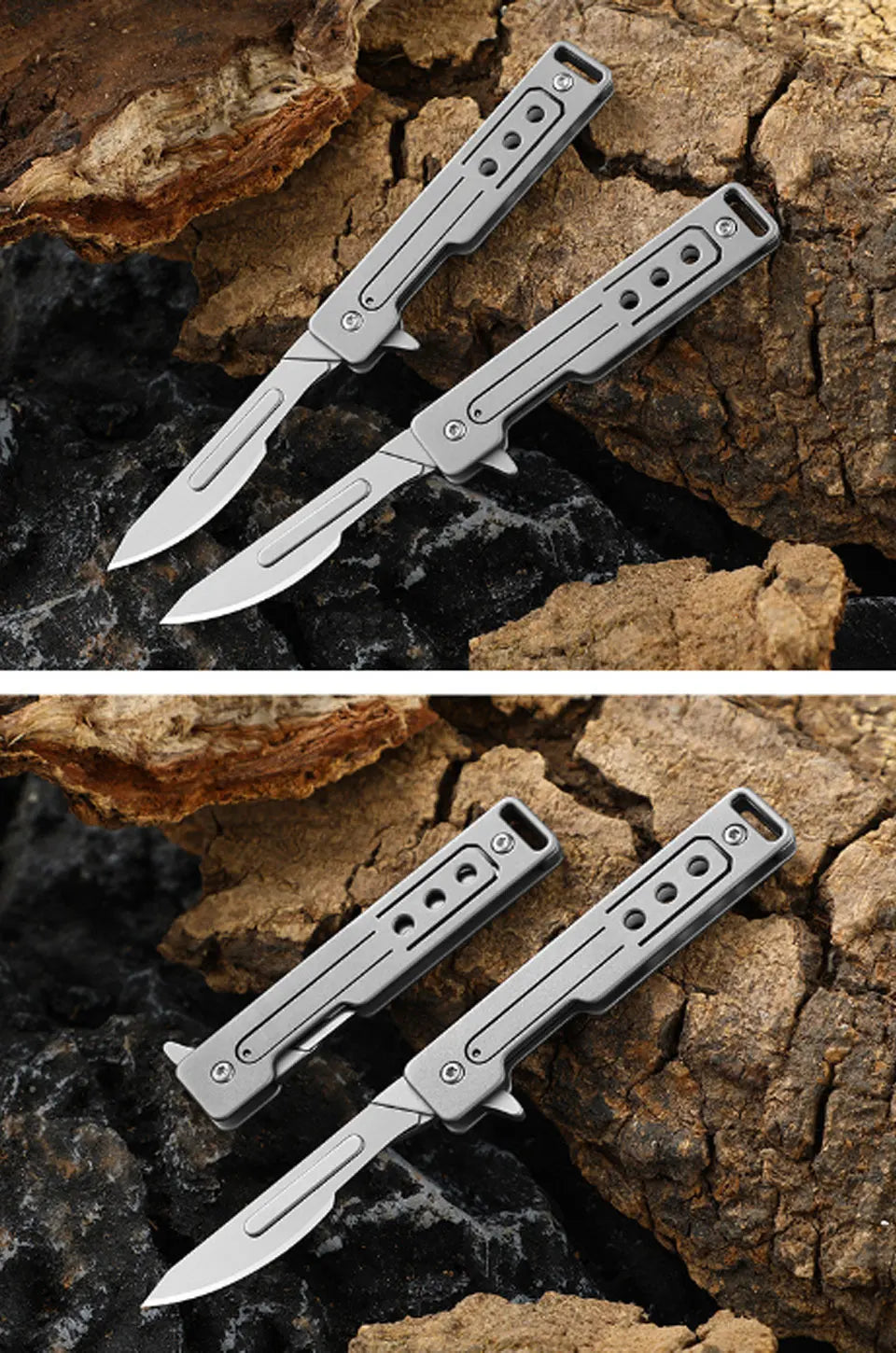 Titanium Alloy Scalpel Fast Open Folding Knife EDC Unpacking Pocket Knife Outdoor Camping Knife with 10pcs Replaceable Blades by DarkByteGear
