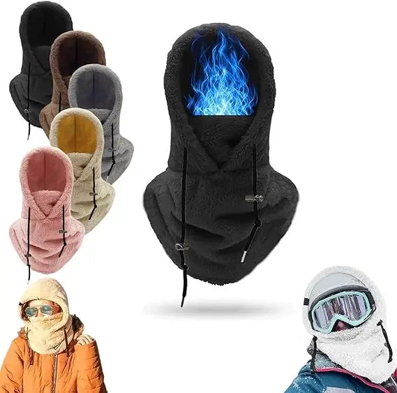 Thermal Sherpa Fleece Hood Ski Mask Winter Balaclava Cold Windproof Adjustable Women Plush Warm Hood Cover Hat Scarf Cycling Cap by DarkByteGear