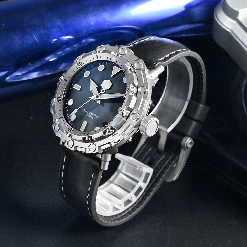 San Martin Luxury Watch Titanium MOP Dial Limited Edition by DarkByteGear