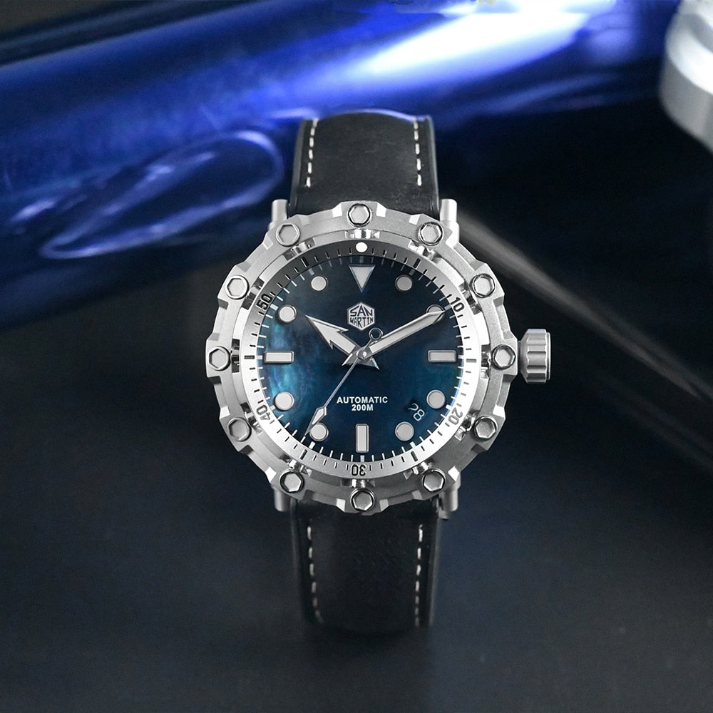 San Martin Luxury Watch Titanium MOP Dial Limited Edition by DarkByteGear