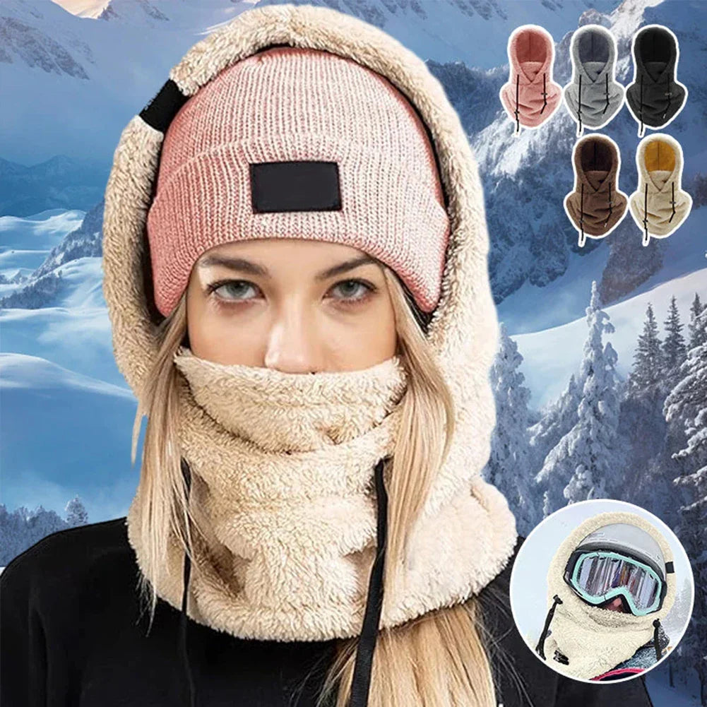 Thermal Sherpa Fleece Hood Ski Mask Winter Balaclava Cold Windproof Adjustable Women Plush Warm Hood Cover Hat Scarf Cycling Cap by DarkByteGear