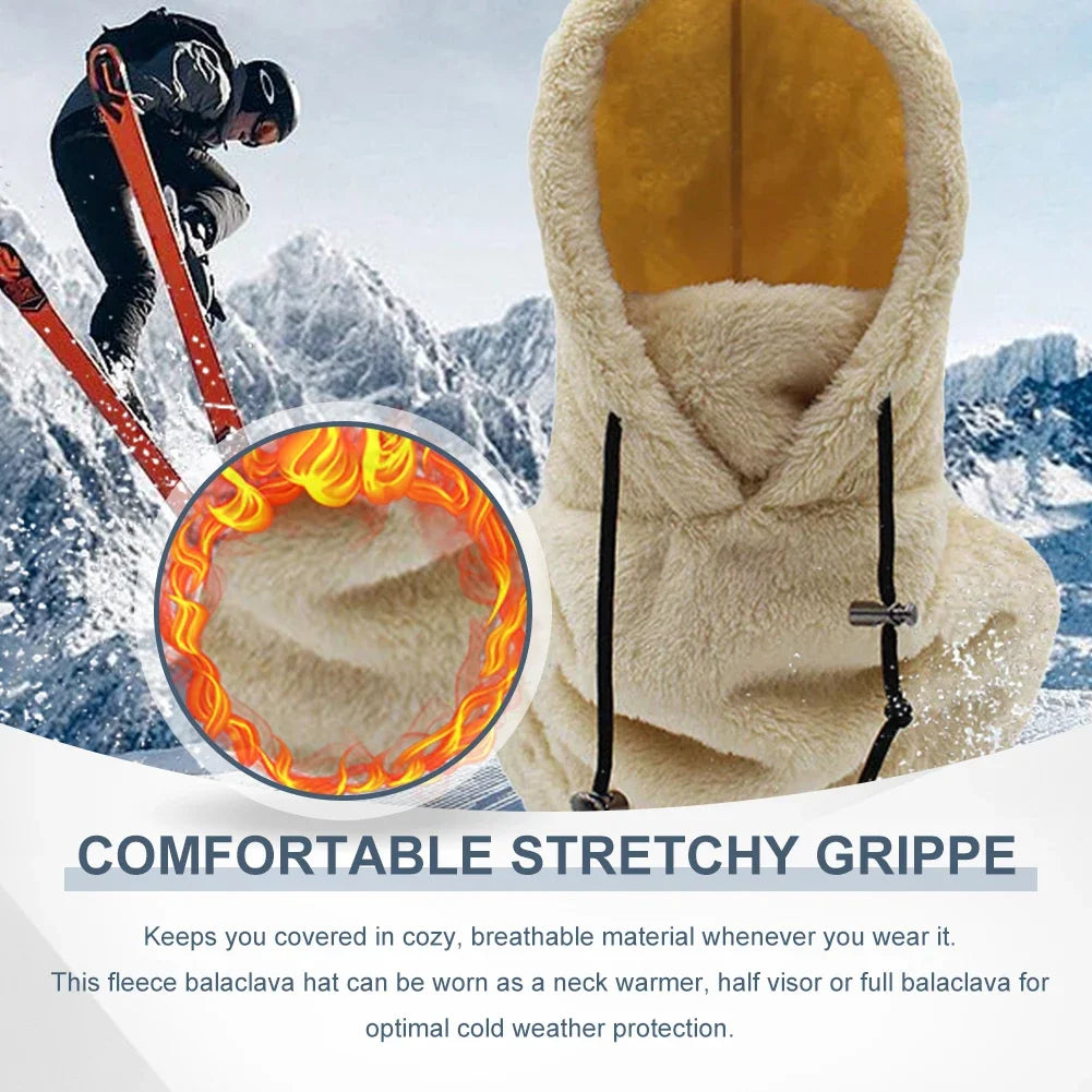 Thermal Sherpa Fleece Hood Ski Mask Winter Balaclava Cold Windproof Adjustable Women Plush Warm Hood Cover Hat Scarf Cycling Cap by DarkByteGear