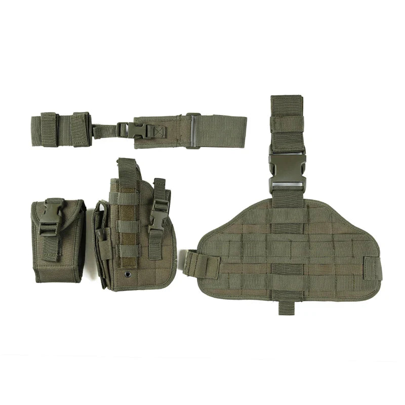 Tactical Leg Gun Holster Outdoor Multi-function Camouflage Bag Tied Leg Pistol Protective Cover Phone Pocket Hunting Gear by DarkByteGear