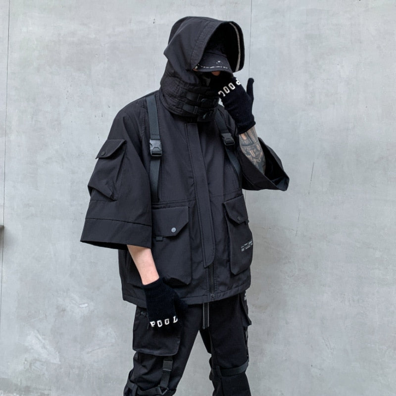 Cyber Assassin Hooded Jacket Techgear Streetwear by DarkByteGear