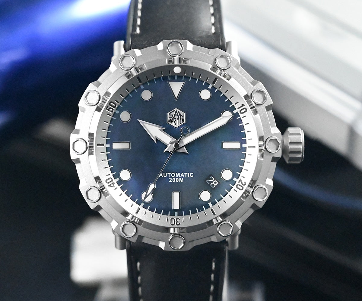 San Martin Luxury Watch Titanium MOP Dial Limited Edition by DarkByteGear
