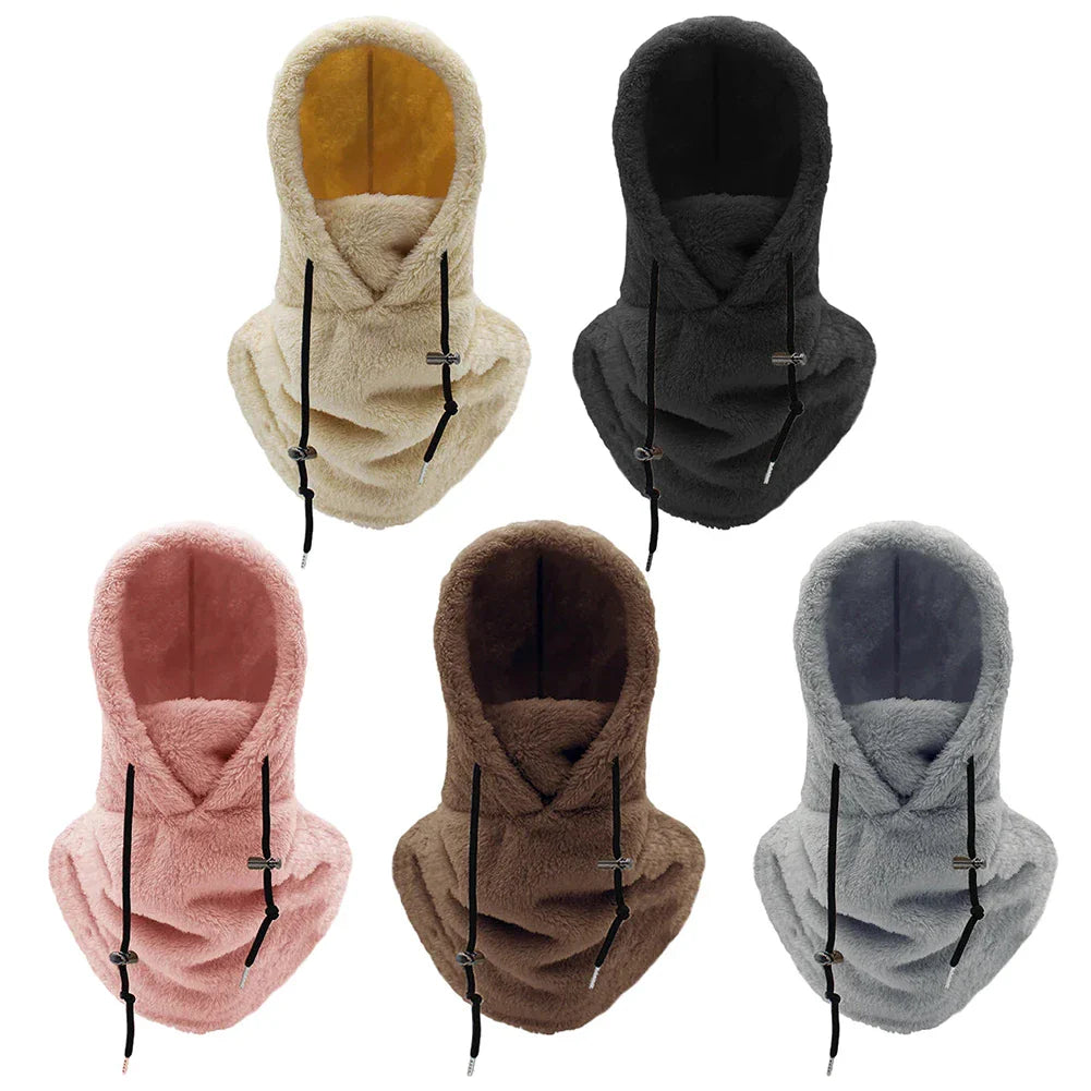 Thermal Sherpa Fleece Hood Ski Mask Winter Balaclava Cold Windproof Adjustable Women Plush Warm Hood Cover Hat Scarf Cycling Cap by DarkByteGear