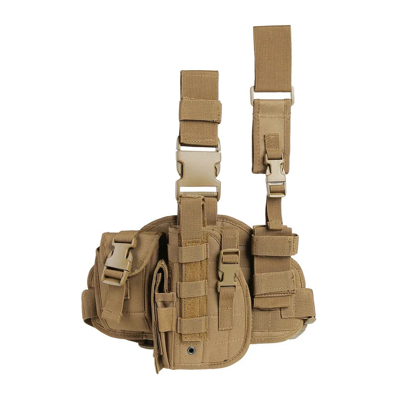 Tactical Leg Gun Holster Outdoor Multi-function Camouflage Bag Tied Leg Pistol Protective Cover Phone Pocket Hunting Gear by DarkByteGear
